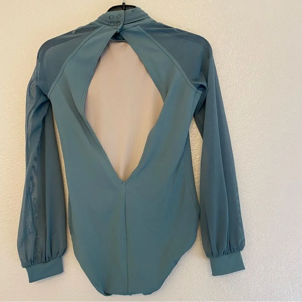 Weissman Balera Dance costume juniper Long Sleeve Bow Tie Leotard MT11449 MC
